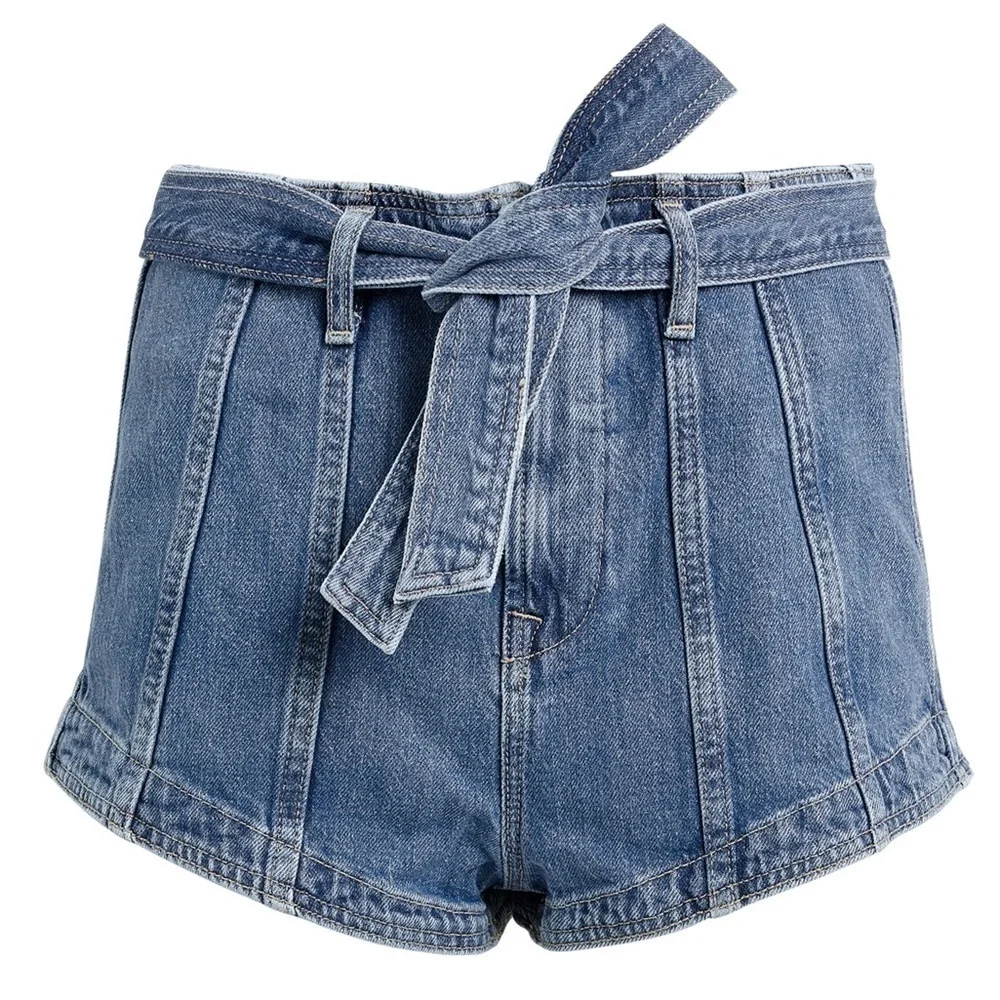 New All Saints Frankie Shorts High Rise Daisy Duke Cheeky Blue Denim Sz 30